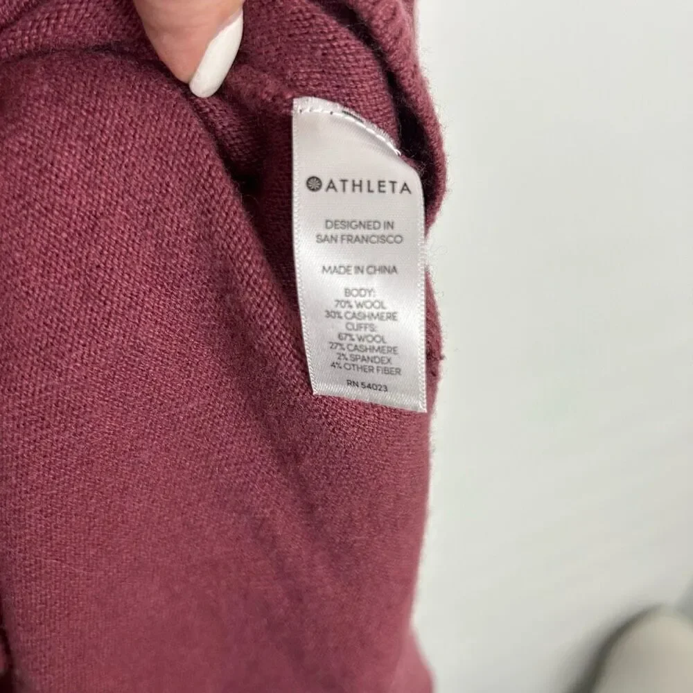 Athleta Perspective Wool & Cashmere Sweater red burgundy size S Relaxed Casual S